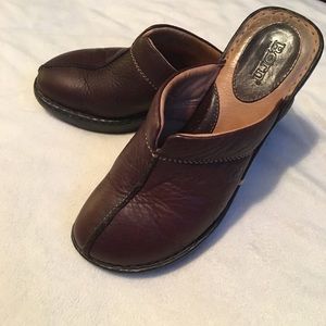 Born brown leather clogs